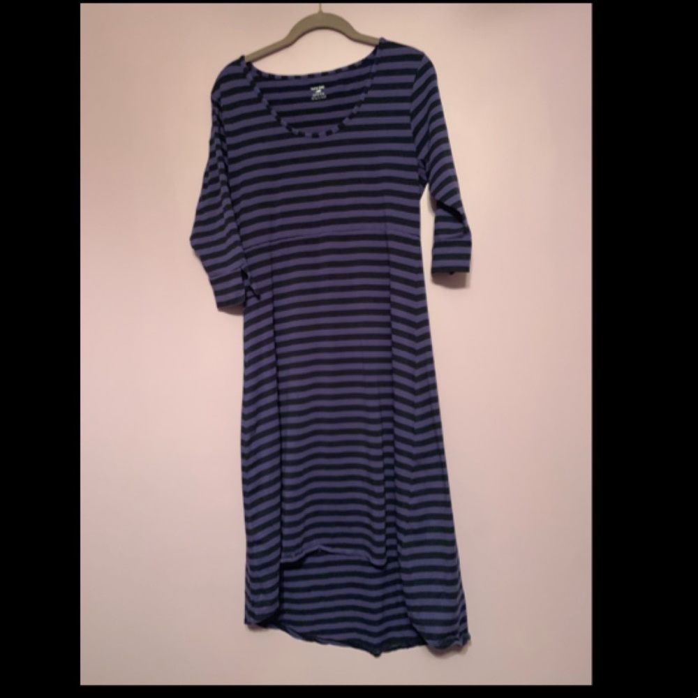 Horny Toad Striped Knit Dress Medium Black Purple